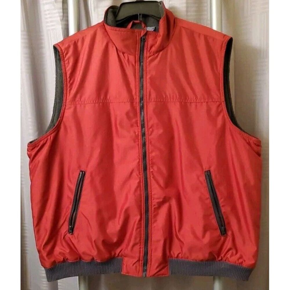 Chaps Vest Mens XXL Red Full Zip Softshell Lined Zip Pockets Fleece Lined